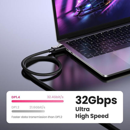 UGREEN 80390 DP V1.4 Male to Male Plastic Case Braided Cable 1M.