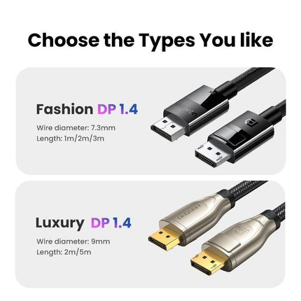 UGREEN 80390 DP V1.4 Male to Male Plastic Case Braided Cable 1M.