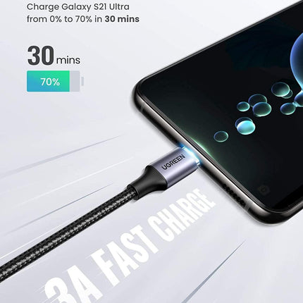 UGREEN 80714 USB-C 2.0 to Angle USB-C Cable Black 3M.