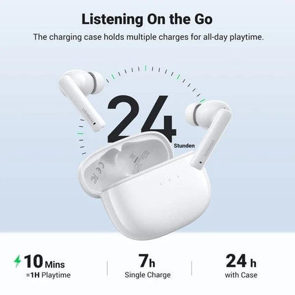 UGREEN 90206 HiTune T3 Active Noise-Cancelling Wireless Earbuds (White).