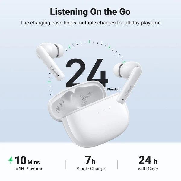 UGREEN 90206 HiTune T3 Active Noise-Cancelling Wireless Earbuds (White).