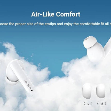 UGREEN 90206 HiTune T3 Active Noise-Cancelling Wireless Earbuds (White).