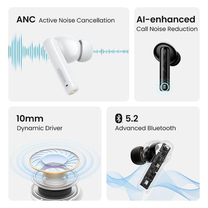 UGREEN 90401 HiTune T3 Active Noise-Cancelling Wireless Earbuds (Black).