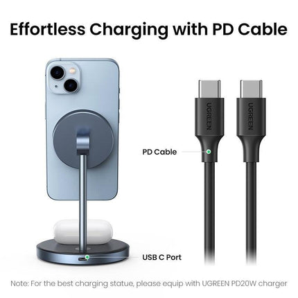 UGREEN 90668 2-in-1 Magnetic Wireless Charging Station.