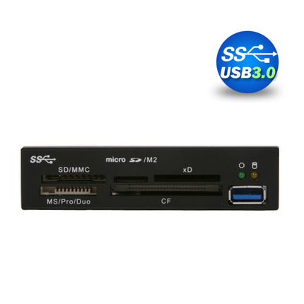 3.5" USB 3.0 All in One Internal Card Reader Full Long Metal with Front USB Black.