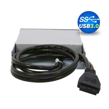 3.5" USB 3.0 All in One Internal Card Reader Full Long Metal with Front USB Black.