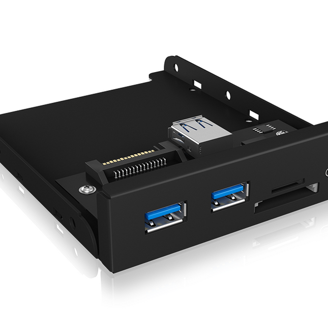 ICY BOX IB-HUB1417-i3 Frontpanel with USB 3.0 Type-C and Type-A hub with card reader.