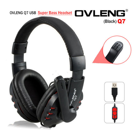OVLENG Q7 USB Computer Headphones with Mic and Volume Control.