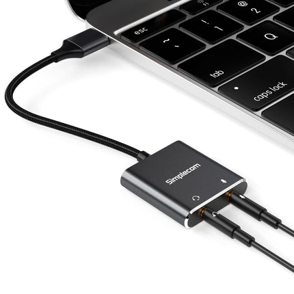 Simplecom CA152 USB to 3.5mm Audio and Microphone Sound Card Adapter for TRS or TRRS Headset with Mic.