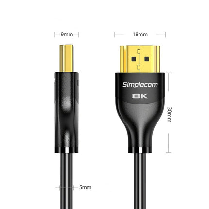 Simplecom CAH520 Ultra High Speed HDMI 2.1 Cable 48Gbps 8K@60Hz Slim Flexible 2M.