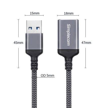 Simplecom CAU320 USB 3.0 Extension Cable USB-A Male to USB-A Female Nylon Braided 2.0M.