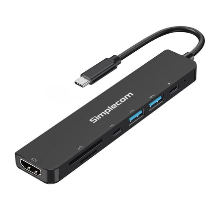 Simplecom CH547 USB-C 7-in-1 Multiport Adapter USB Hub HDMI Card Reader PD.