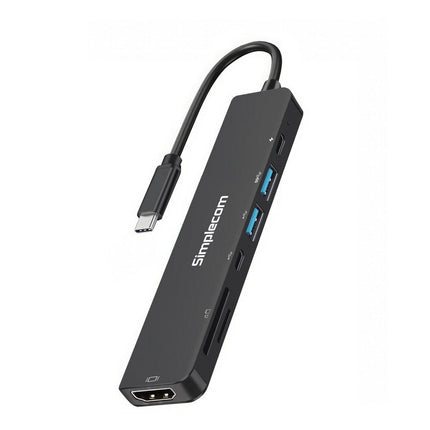 Simplecom CH547 USB-C 7-in-1 Multiport Adapter USB Hub HDMI Card Reader PD.