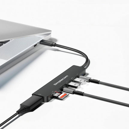 Simplecom CH547 USB-C 7-in-1 Multiport Adapter USB Hub HDMI Card Reader PD.