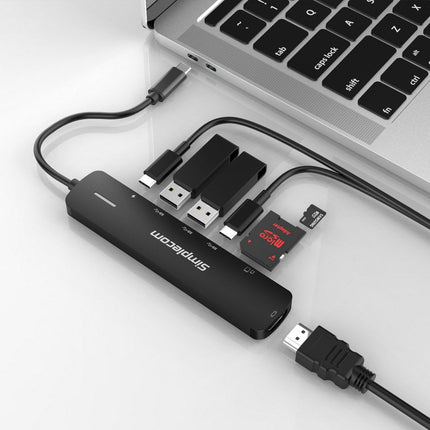 Simplecom CHT570 USB-C SuperSpeed 7-in-1 Multiport Hub Adapter HDMI 2.0 Docking Station.