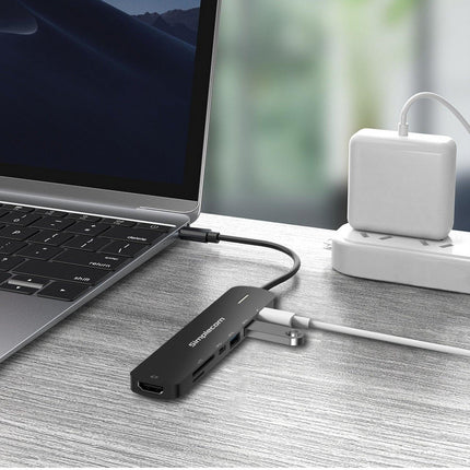 Simplecom CHT570 USB-C SuperSpeed 7-in-1 Multiport Hub Adapter HDMI 2.0 Docking Station.