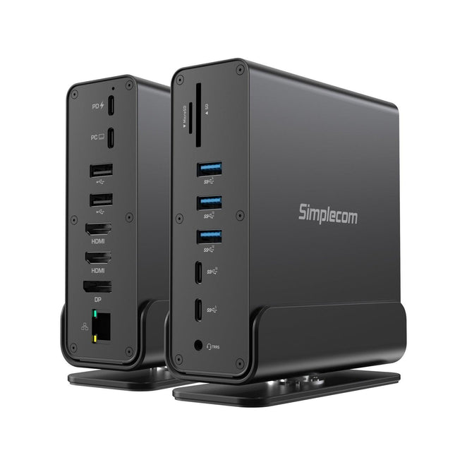 Simplecom CHT815 15-in-1 USB-C 4K Triple Display MST Docking Station with Dual HDMI DP.