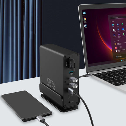 Simplecom CHT815 15-in-1 USB-C 4K Triple Display MST Docking Station with Dual HDMI DP.