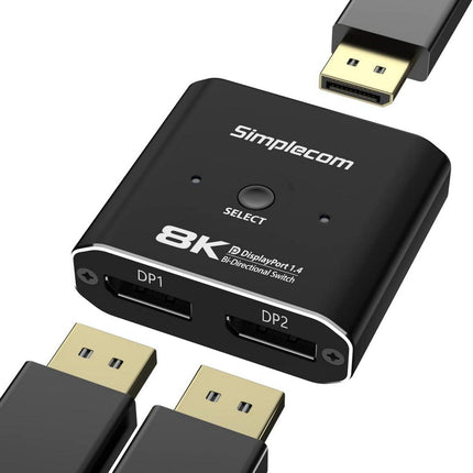 Simplecom CM202 Bi-Directional 2 Way DisplayPort Switch Selector DP 1.4 8K.