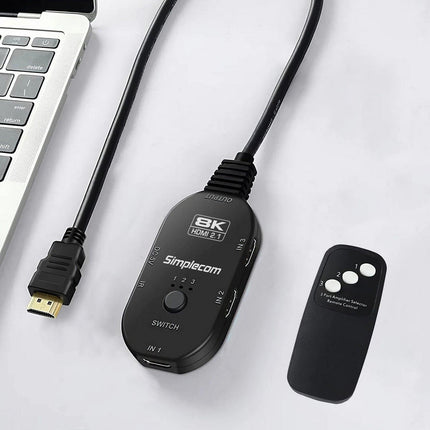 Simplecom CM353 3-Port HDMI 2.1 Switch 3 IN 1 OUT Splitter HDCP 2.3 8K@60Hz.