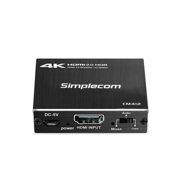 Simplecom CM412 HDMI 2.0 1x2 Splitter 1 IN 2 Out 4K@60Hz HDR10 2 Port HDMI Duplicator.