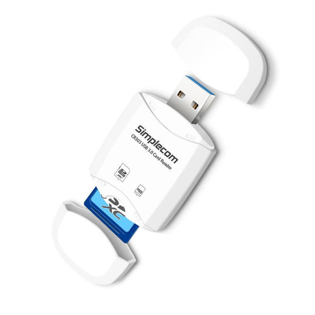 Simplecom CR303 2 Slot SuperSpeed USB 3.0 Card Reader with Dual Caps.