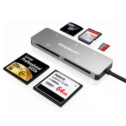 Simplecom CR407 5-Slot SuperSpeed USB 3.0 and USB-C to CFast/CF/XD/SD/MicroSD Card Reader.
