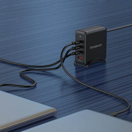 Simplecom CU400 4-Port PD 100W GaN Fast Charger 3xUSB-C + USB-A for Phone Tablet Laptop.