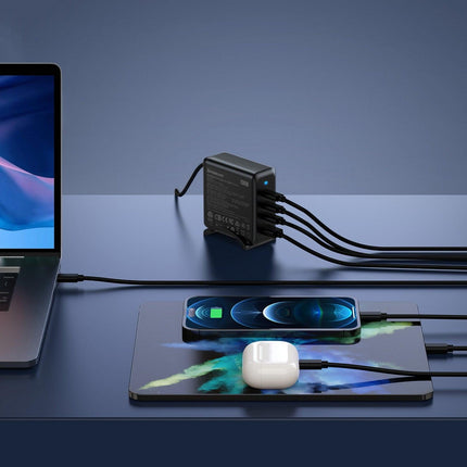 Simplecom CU400 4-Port PD 100W GaN Fast Charger 3xUSB-C + USB-A for Phone Tablet Laptop.