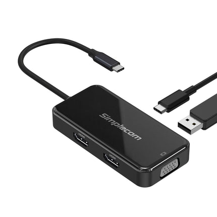Simplecom DA451 5-in-1 USB-C Multiport Adapter MST Hub with VGA and Dual HDMI.