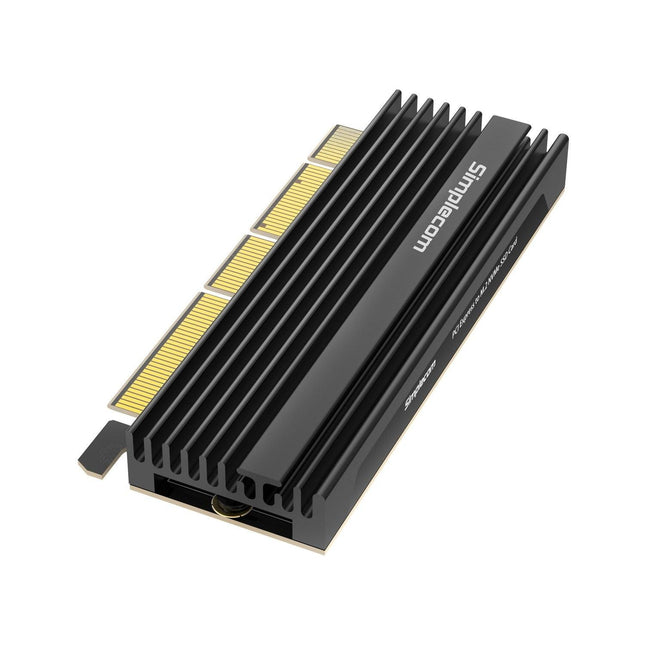 Simplecom EC415B NVMe M.2 SSD to PCIe x4 x8 x16 Expansion Card with Aluminium Heat Sink Black.
