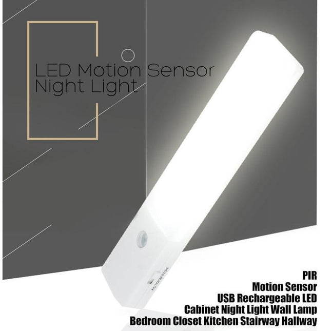 EL608 Rechargeable Infrared Motion Sensor Wall LED Night Light Torch (Cool White).