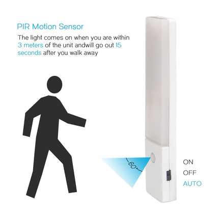 EL608 Rechargeable Infrared Motion Sensor Wall LED Night Light Torch (Cool White).