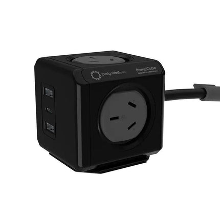 Allocacoc PowerCube Extended 4 Outlets 2 USB-A + 1 USB-C PD 20W with Surge 1.5M Black (11407-AUEUAC).