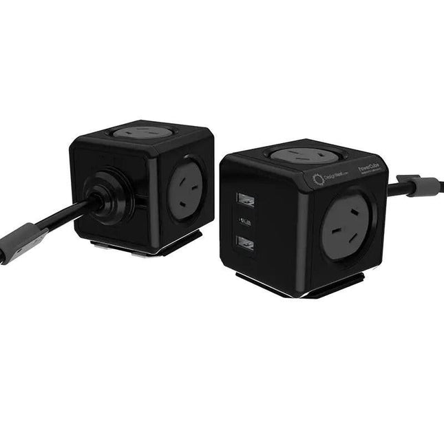 Allocacoc PowerCube Extended 4 Outlets 2 USB-A + 1 USB-C PD 20W with Surge 1.5M Black (11407-AUEUAC).