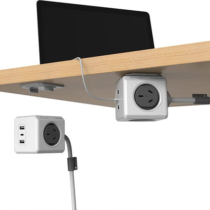 Allocacoc PowerCube Extended 4 Outlets 2 USB-A + 1 USB-C PD 20W with Surge 1.5M Grey (11407-AUEUAC).