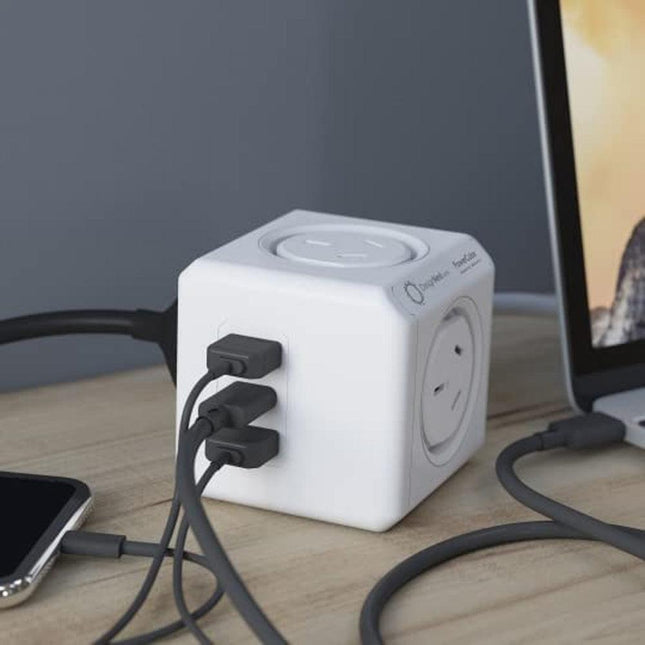 Allocacoc PowerCube Extended 4 Outlets 2 USB-A + 1 USB-C PD 20W with Surge 1.5M White (11407-AUEUAC).