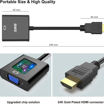 BENFEI HDMI to VGA Gold-Plated HDMI to VGA Adapter.