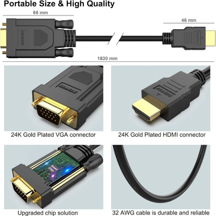BENFEI HDMI to VGA Male to Male1.8M Cable.