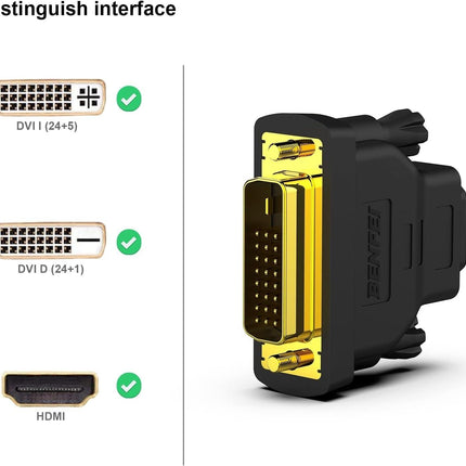 BENFEI DVI to HDMI, Bidirectional DVI to HDMI Male to Female 2 Pack.