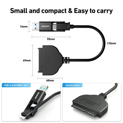 BENFEI 2in1 USB-C/USB 3.0 to SATA III Hard Driver Adapter.