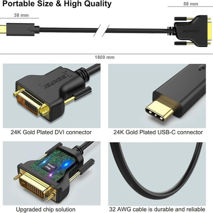 BENFEI USB C to DVI Cable 1.8m.