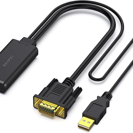BENFEI 210BK VGA to HDMI Adapter with Audio Support and 1080P Resolution.