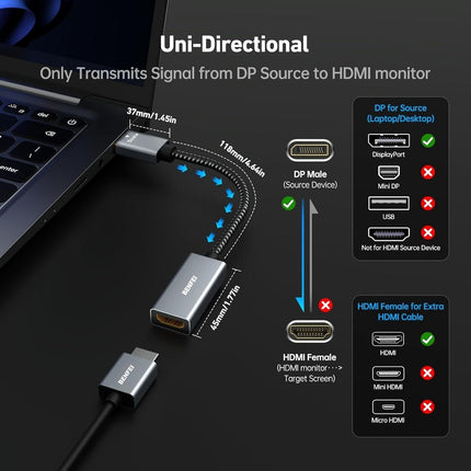 BENFEI 4K DisplayPort to HDMI Adapter, (2K 60Hz, 1080p 120Hz) Uni-Directional Display Port to HDMI Monitor Converter.