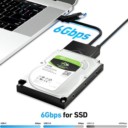 BENFEI 221BK USB 3.0 to SATA III Hard Drive Adapter for 2.5/3.5-inch HDD/SSD with 12V/2A Power Adapter, Support UASP.