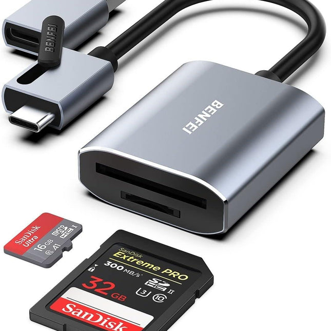 BENFEI USB Type-C/Type-A to SD TF Card Reader.