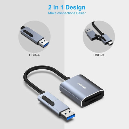 BENFEI USB Type-C/Type-A to SD TF Card Reader.
