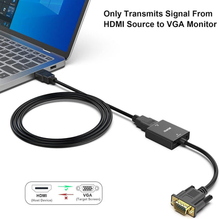BENFEI HDMI to VGA, Uni-Directional HDMI Computer to VGA Monitor  Adapter (Female to Male) with 3.5mm Audio Jack.