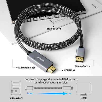 BENFEI 4K DisplayPort to HDMI 3m Cable.
