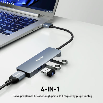 BENFEI USB 3.0 4-port Hub USB A Splitter Ultra-Slim.